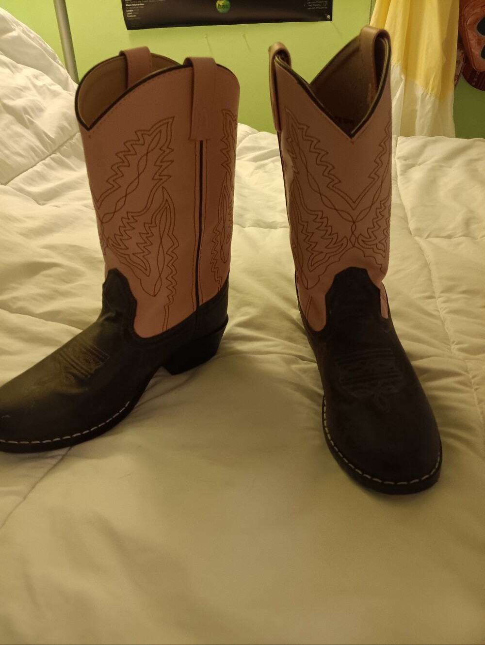 Girls Two-Tone Western Cowgirl Boots - Brown & Pink Size 5